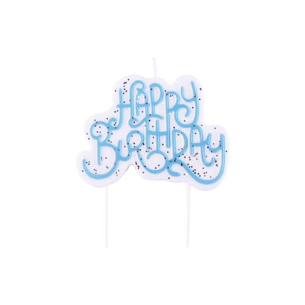 Candle Topper - Happy Birthday - Glitter Blue